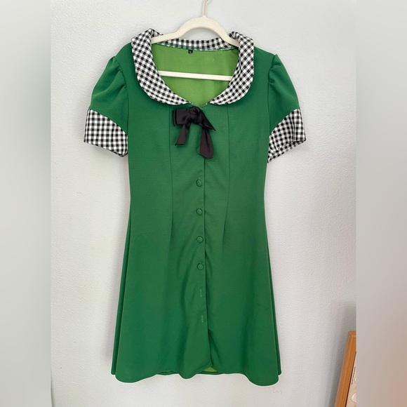 Women's 50s 60s Vintage Style Cocktail Swing Retro Green Dress Size Large - Picture 3 of 7
